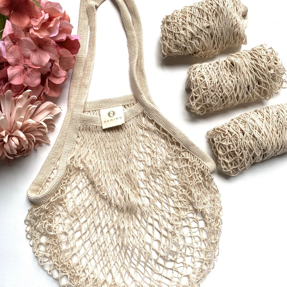 4 Reusable cotton Net shoulder bag for shopping
